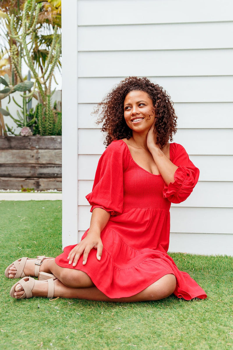 The Flora Dress - Crimson Red