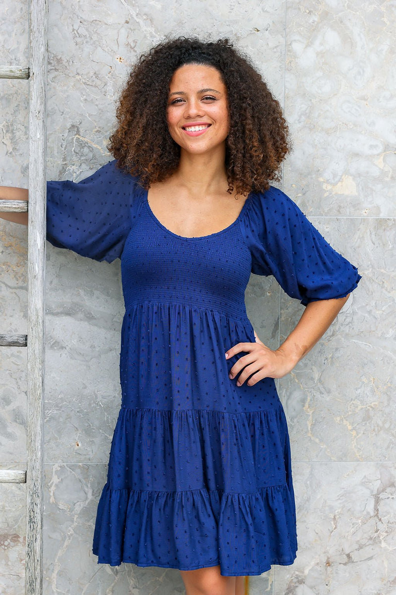 The Flora Dress - Navy Blue