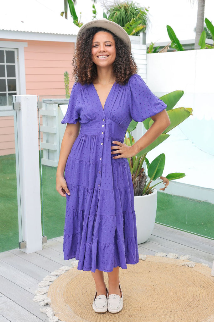 The Freya Dress - Iris Purple — Sparrow & Finch Boutique