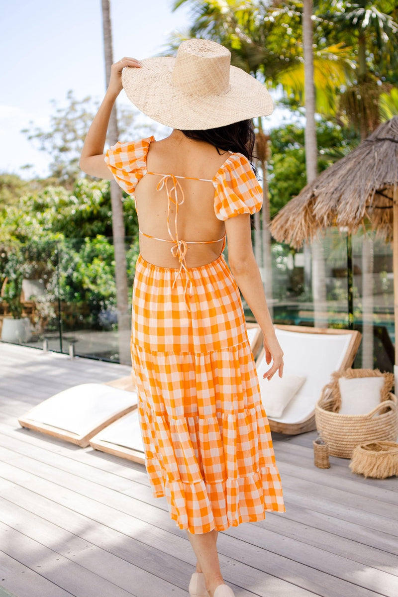 The Gingham Dress - Orange