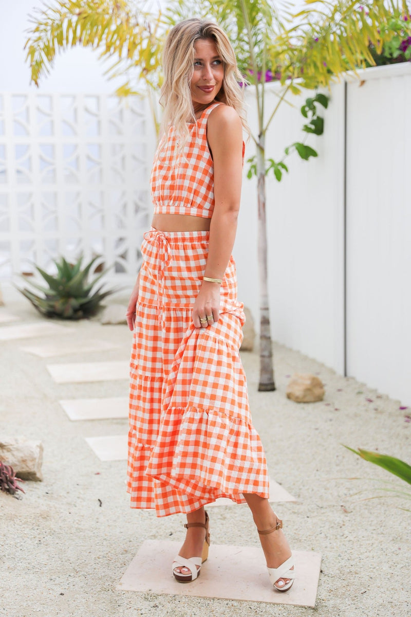 The Gingham Skirt - Orange