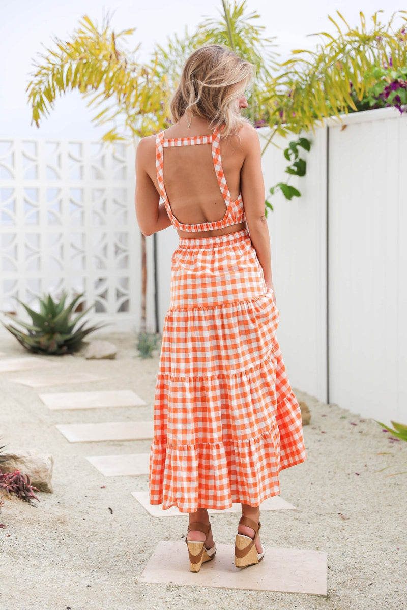 The Gingham Skirt - Orange