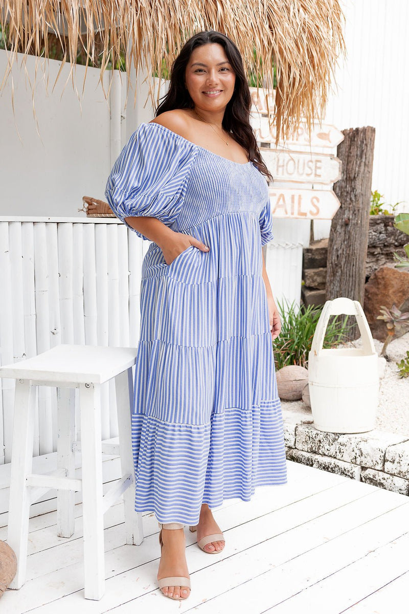 The Ingrid Dress - Striped Blue
