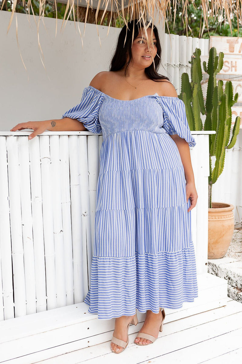 The Ingrid Dress - Striped Blue