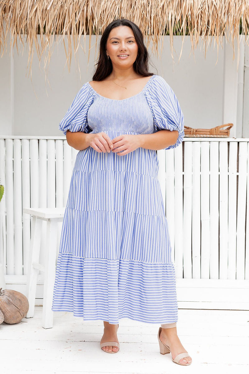 The Ingrid Dress - Striped Blue