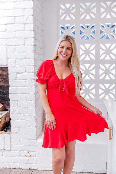 The Janelle Dress - Crimson Red - Sparrow & Finch Boutique