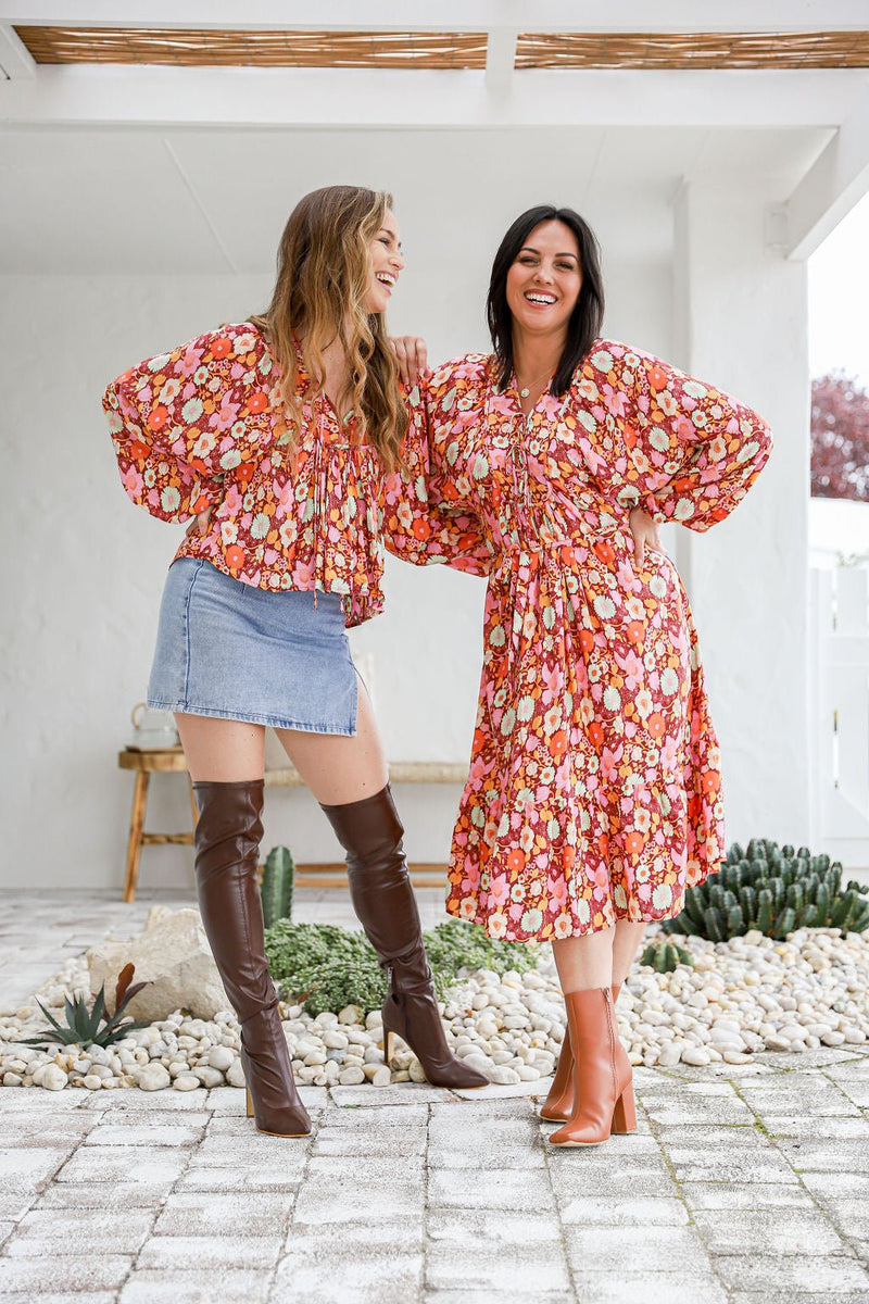 The Josephine Dress - Floral Wine