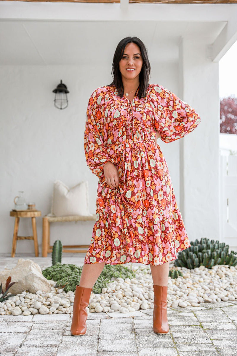 The Josephine Dress - Floral Wine
