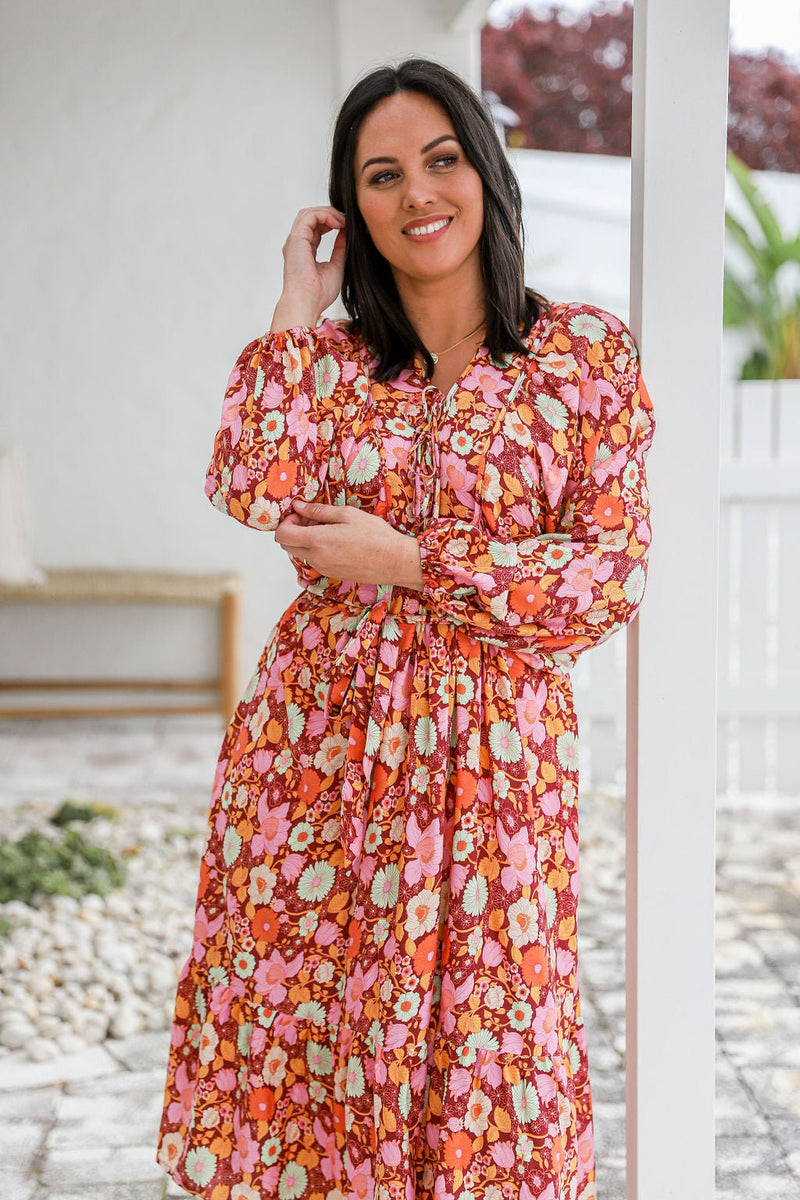 The Josephine Dress - Floral Wine