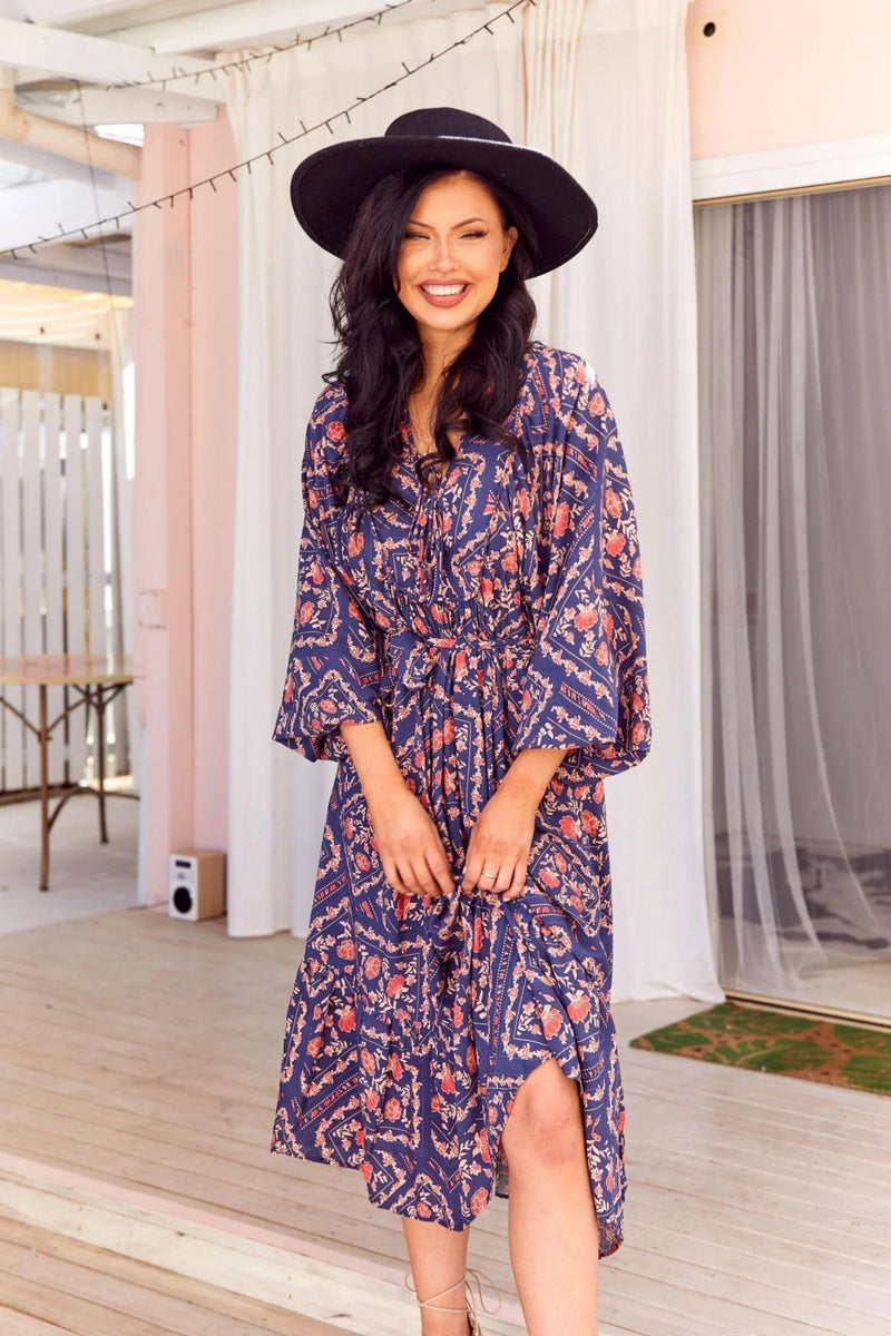 The Josephine Dress - Navy/Purple