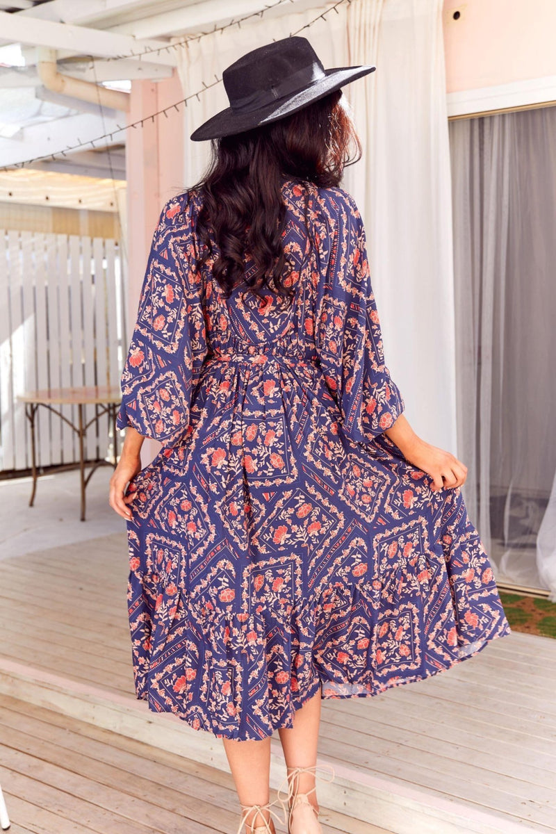 The Josephine Dress - Navy/Purple