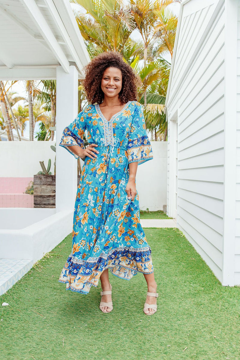 The Katya Dress - Tropical Blue