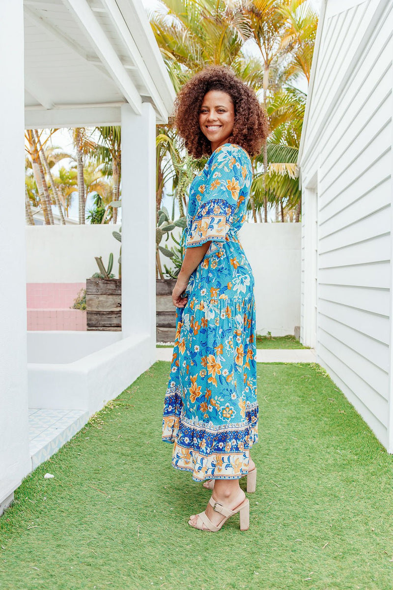 The Katya Dress - Tropical Blue