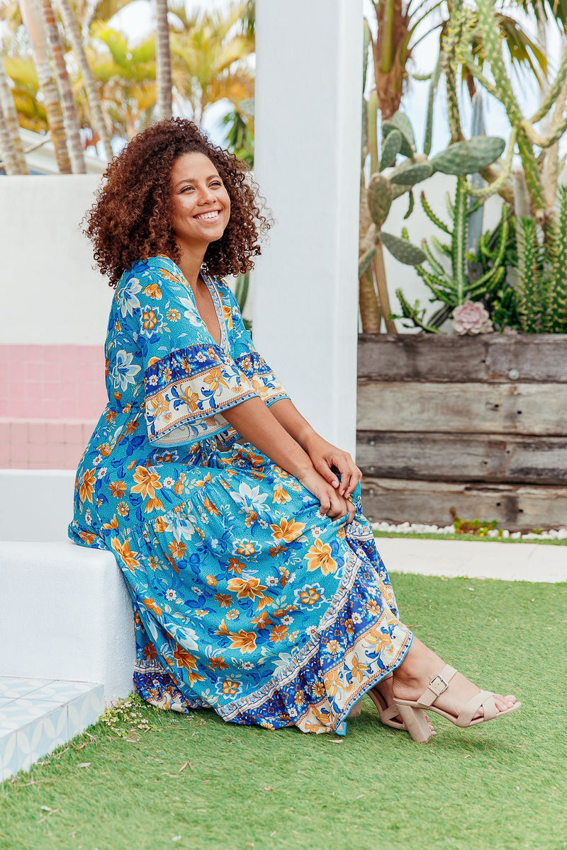 The Katya Dress - Tropical Blue