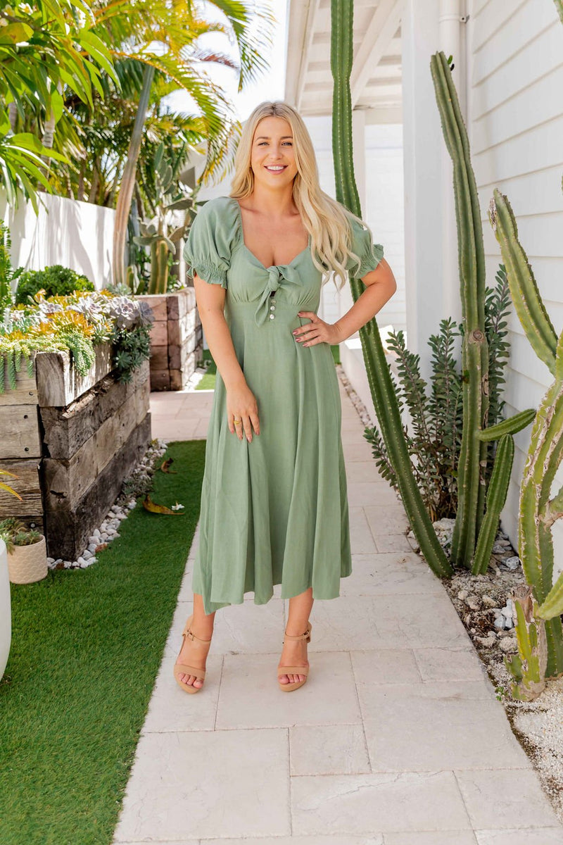 The Lotus Dress - Dark Olive