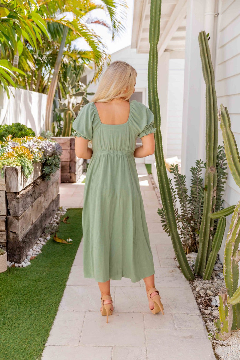The Lotus Dress - Dark Olive