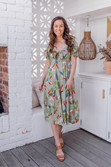 The Lotus Dress - Green Tea - Sparrow & Finch Boutique