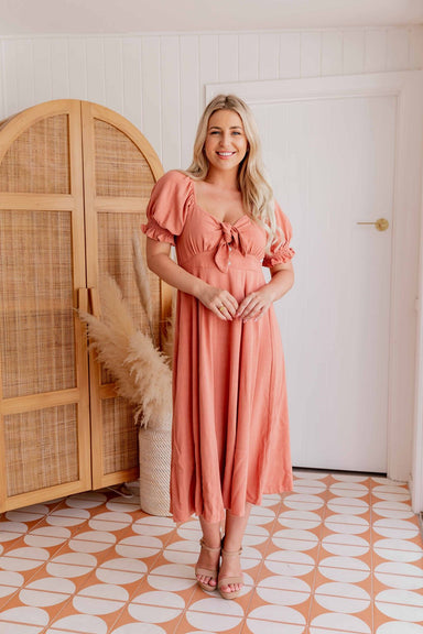The Lotus Dress - Papaya - Sparrow & Finch Boutique