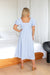 The Lotus Dress - Pinstripe Blue - Sparrow & Finch Boutique