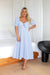 The Lotus Dress - Pinstripe Blue - Sparrow & Finch Boutique