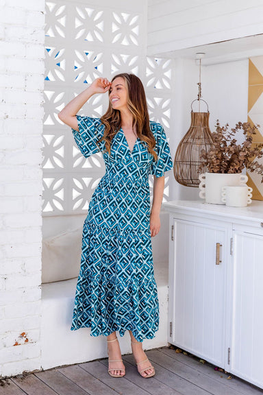 The Marina Dress - Retro Teal - Sparrow & Finch Boutique