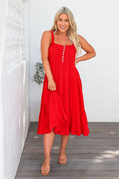 The Marisol Dress - Radiant Red - Sparrow & Finch Boutique