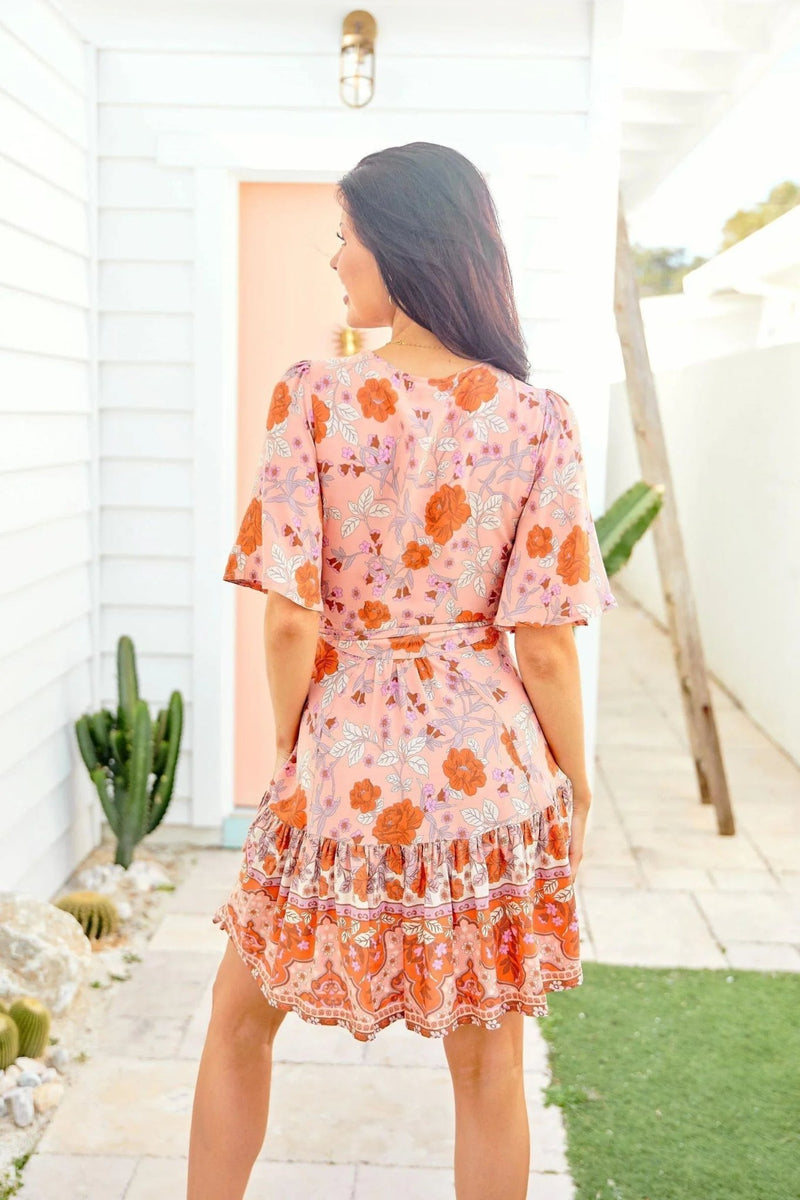 The Melanie Wrap Dress - Peach