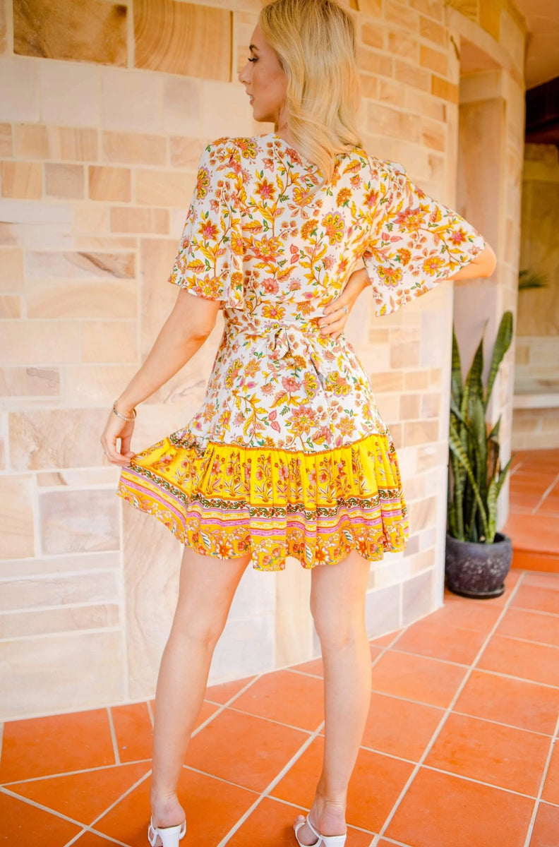 The Melanie Wrap Dress -  Persian Gold