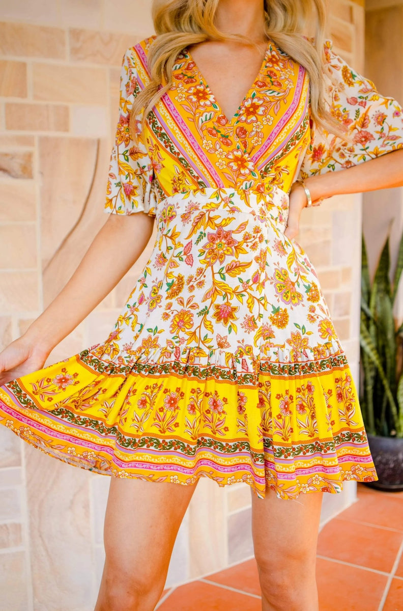 The Melanie Wrap Dress -  Persian Gold