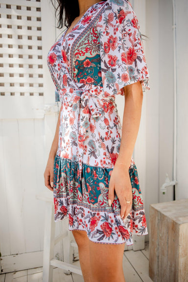 The Melanie Wrap Dress - White Dreams - Sparrow & Finch Boutique
