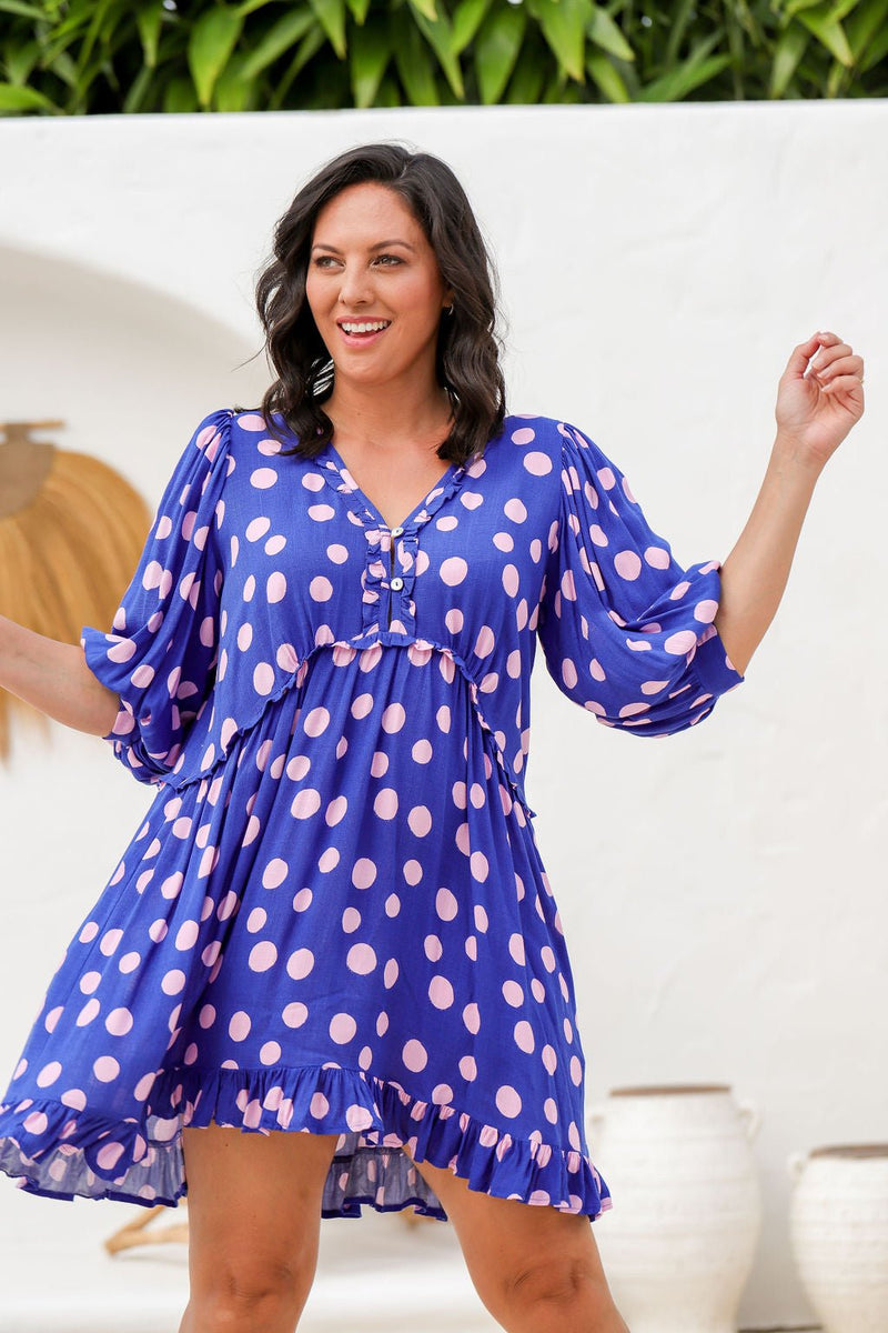 The Mirabelle Dress - Navy Polka Dot