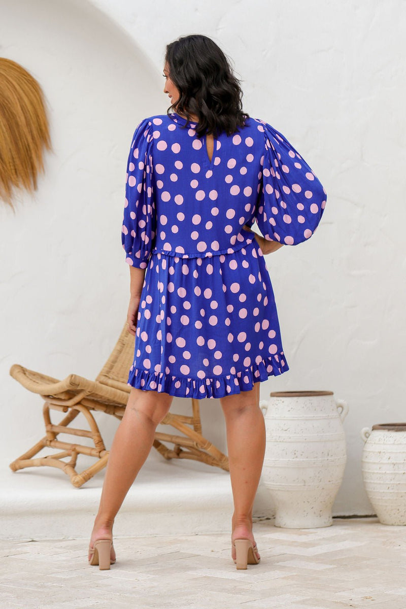 The Mirabelle Dress - Navy Polka Dot
