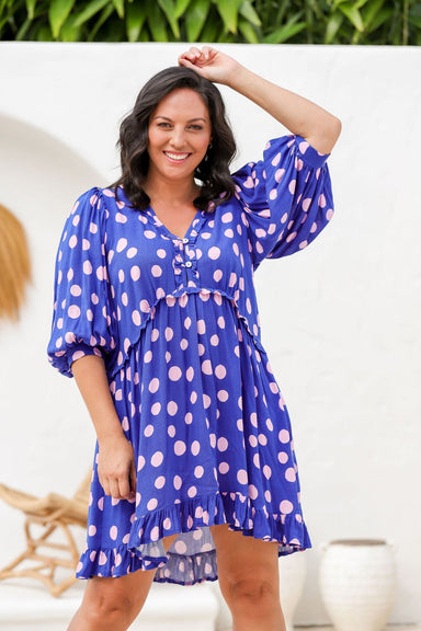 The Mirabelle Dress - Navy Polka Dot - Sparrow & Finch Boutique