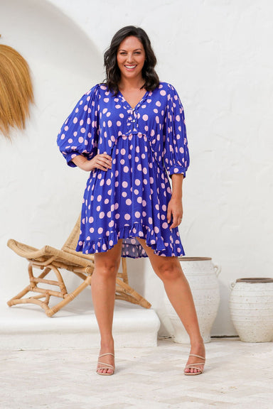 The Mirabelle Dress - Navy Polka Dot - Sparrow & Finch Boutique