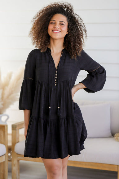 The Natalie Dress - Ebony - Sparrow & Finch Boutique