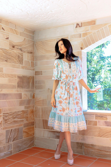 The Odette Dress – Green Pastel Paradise - Sparrow & Finch Boutique