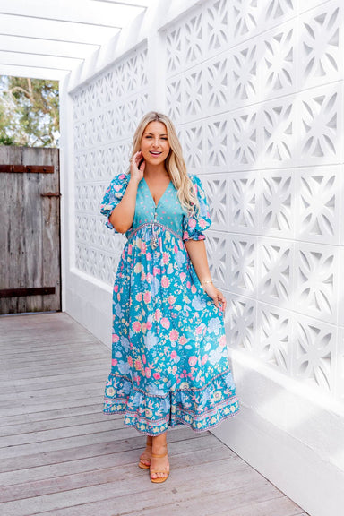 The Raine Dress - Whimsical Teal - Sparrow & Finch Boutique