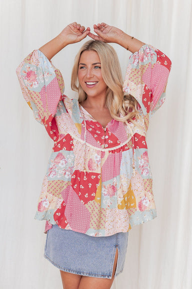 The Ramona Top - Pastel Patchwork - Sparrow & Finch Boutique