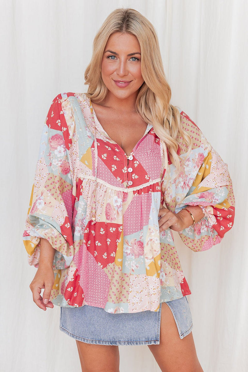 The Ramona Top - Pastel Patchwork