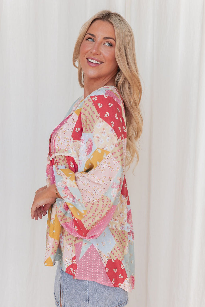 The Ramona Top - Pastel Patchwork