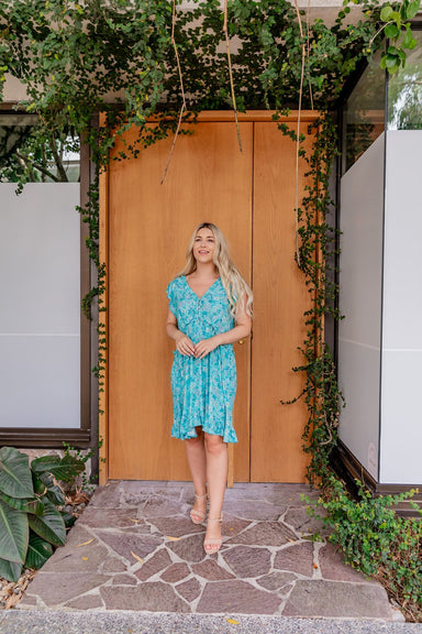 The Rosetta Dress - Spring Turquoise - Sparrow & Finch Boutique