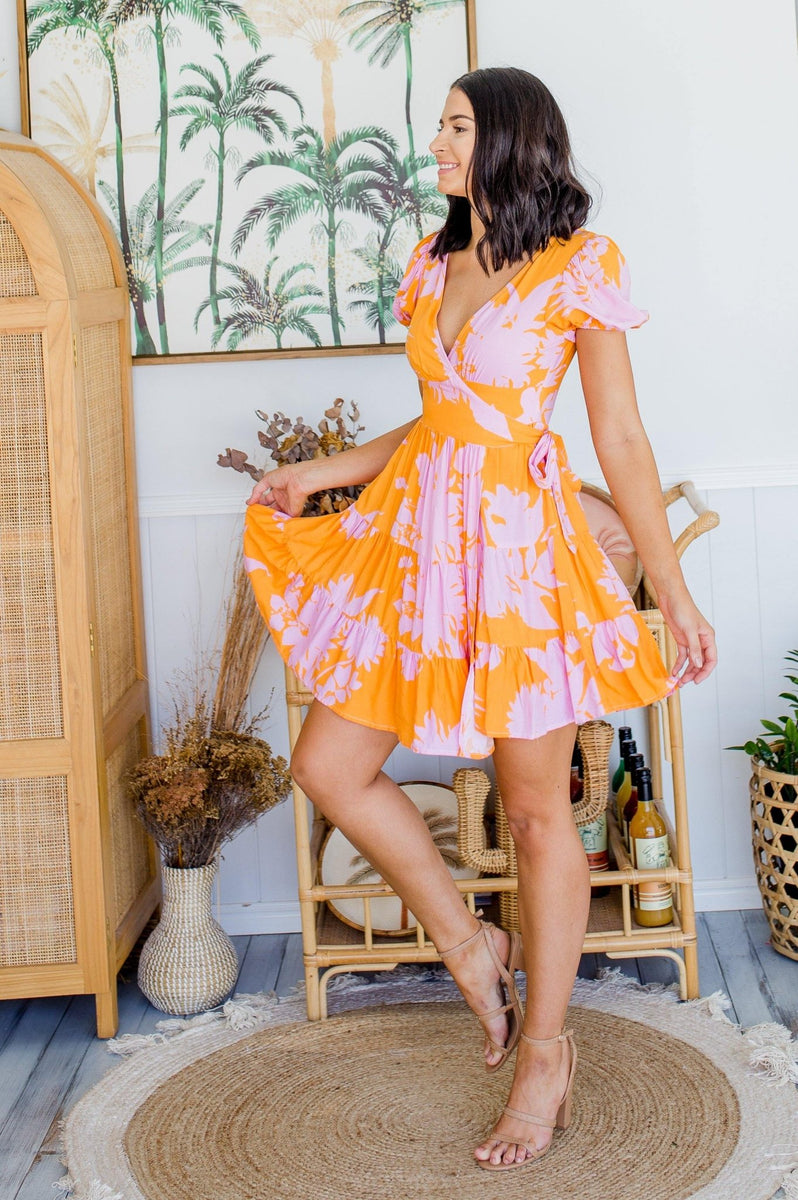 The Shaniya Wrap Dress -  Sunset