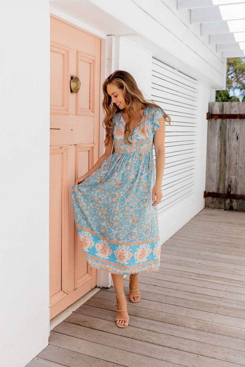 The Sofia Dress - Floral Blue