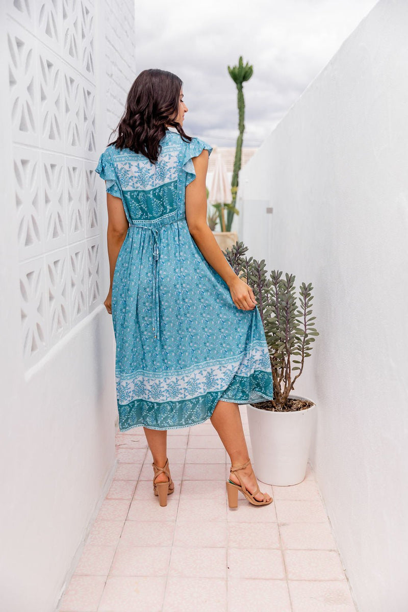 The Sofia Dress - Floral Turquoise