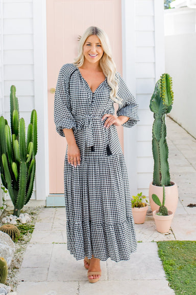 The Talulla Dress - Black Gingham - Sparrow & Finch Boutique