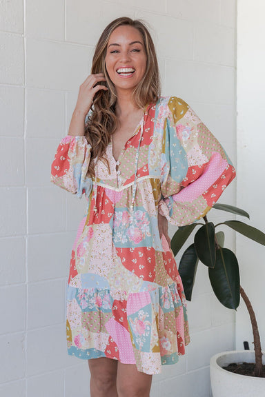 The Tia Dress - Pastel Patchwork - Sparrow & Finch Boutique