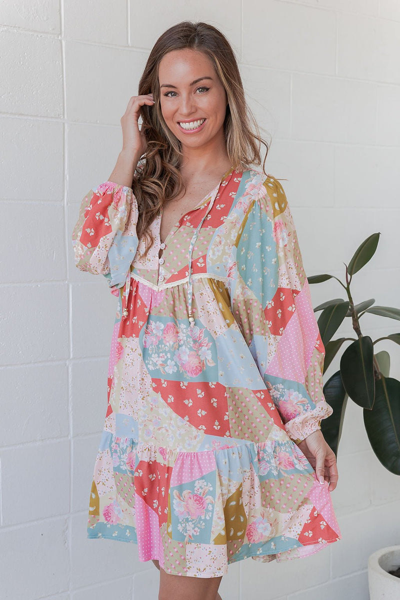 The Tia Dress - Pastel Patchwork