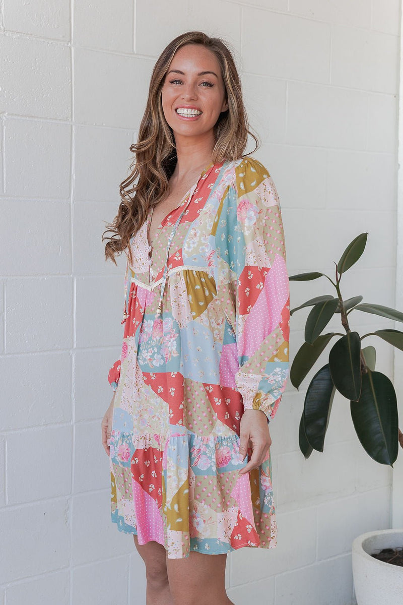 The Tia Dress - Pastel Patchwork