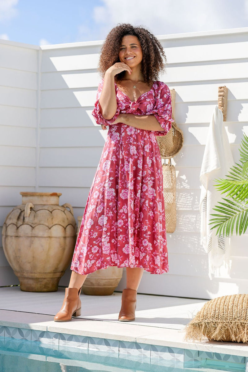 The Tulip Dress - Fiery Rose