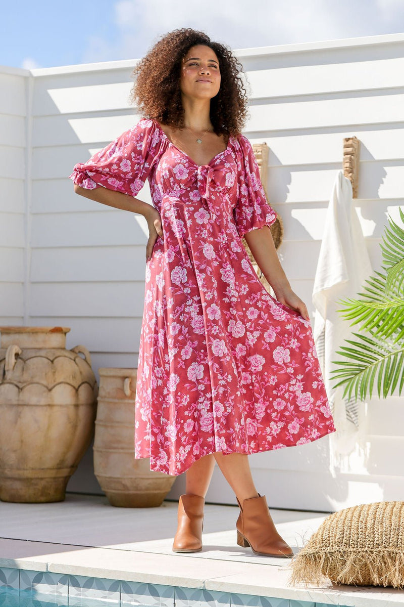 The Tulip Dress - Fiery Rose